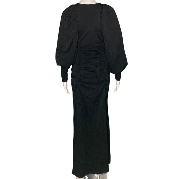 NWT By Malene Birger Cheyla Ruched Long Sleeve Black Maxi Dress - Sz XS - Picture 4 of 11